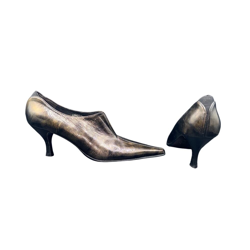 Donald J Pliner Lyndie Bronze Metallic Leather Kitten Heels Pumps Women’s 8.5 N